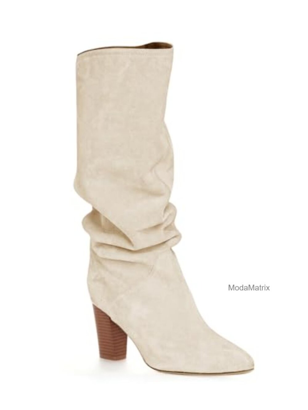Womens Wide Calf Knee High Slouchy Boots Kitten Heel Pointed Toe Pull On